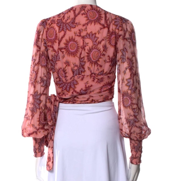 A. L. C. Silk Floral Wrap Blouse Sz 4. - Picture 3 of 3